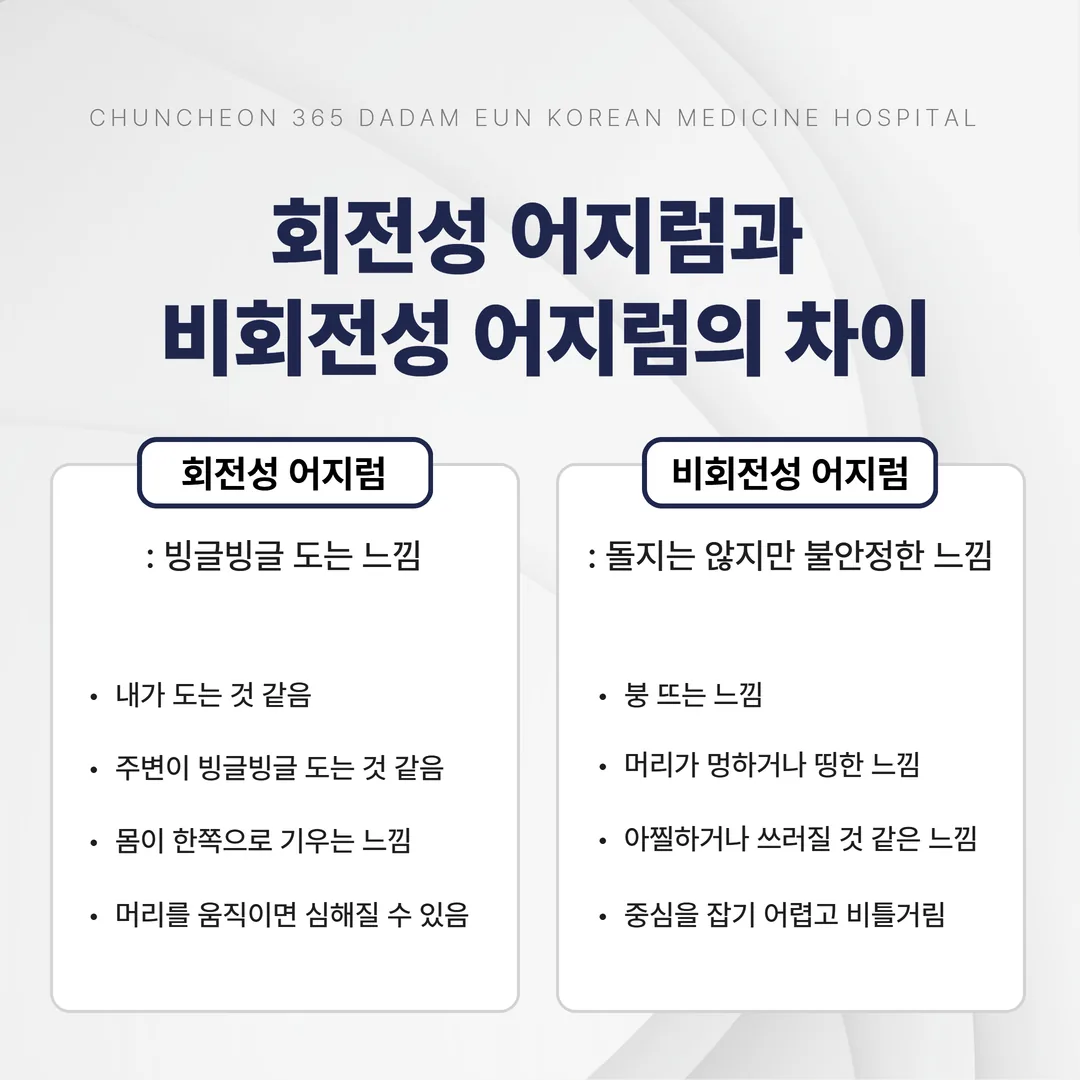 회전성 어지럼과 비회전성 어지럼 감각 구분