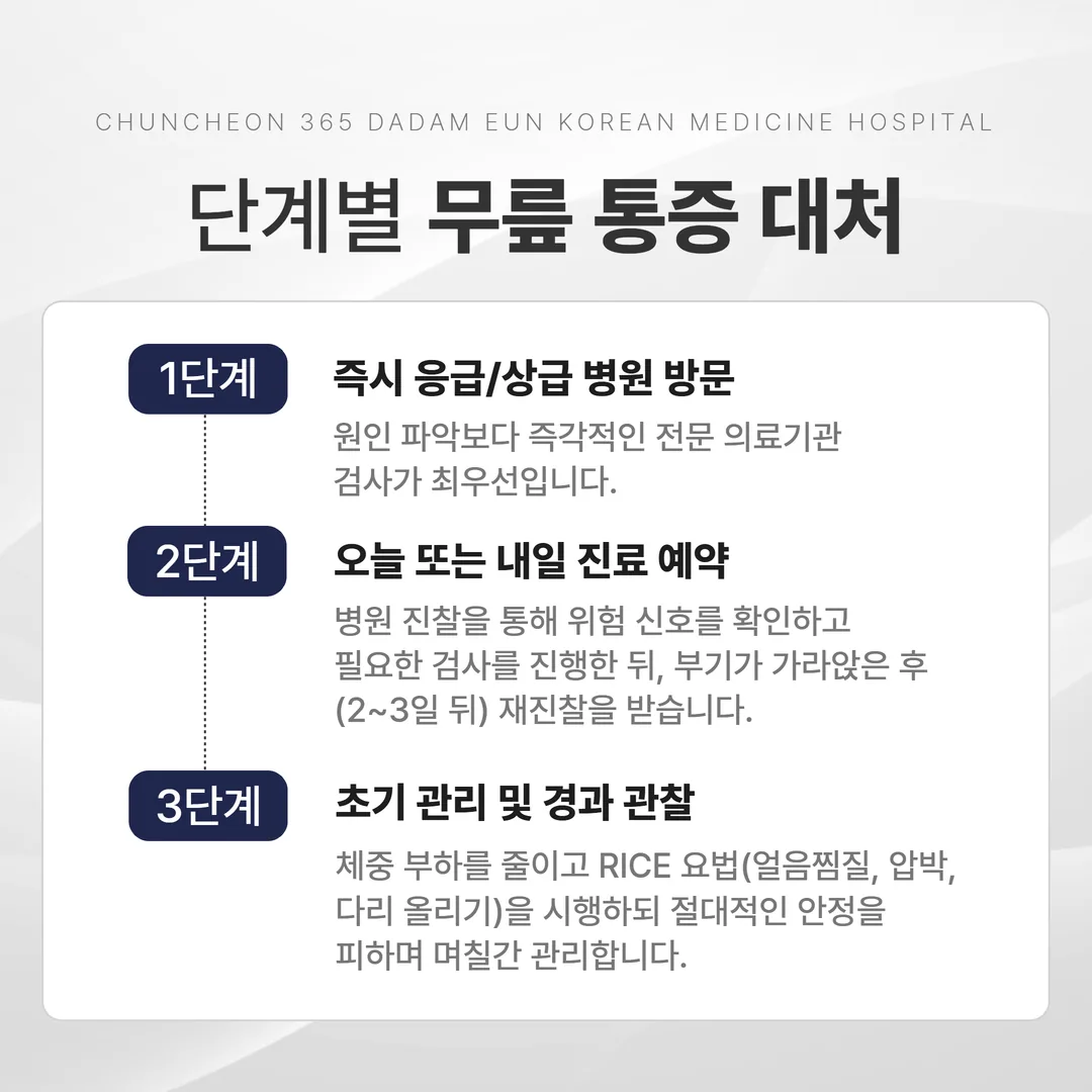 교통사고 후 무릎 통증 세 갈래 판단 흐름도