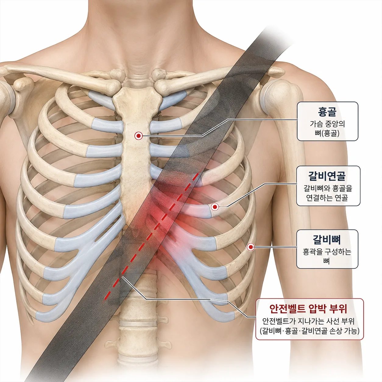 교통사고 흉통에서 확인하는 갈비뼈와 흉곽 구조