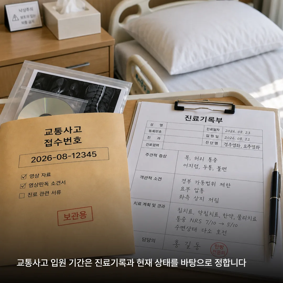 교통사고 입원 기간을 정하는 근거가 되는 진료기록과 자료
