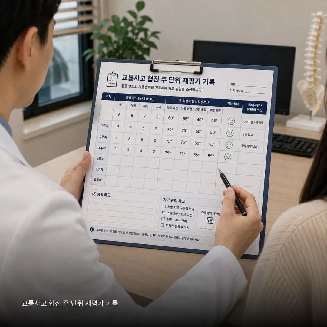 교통사고 협진 주 단위 재평가 기록