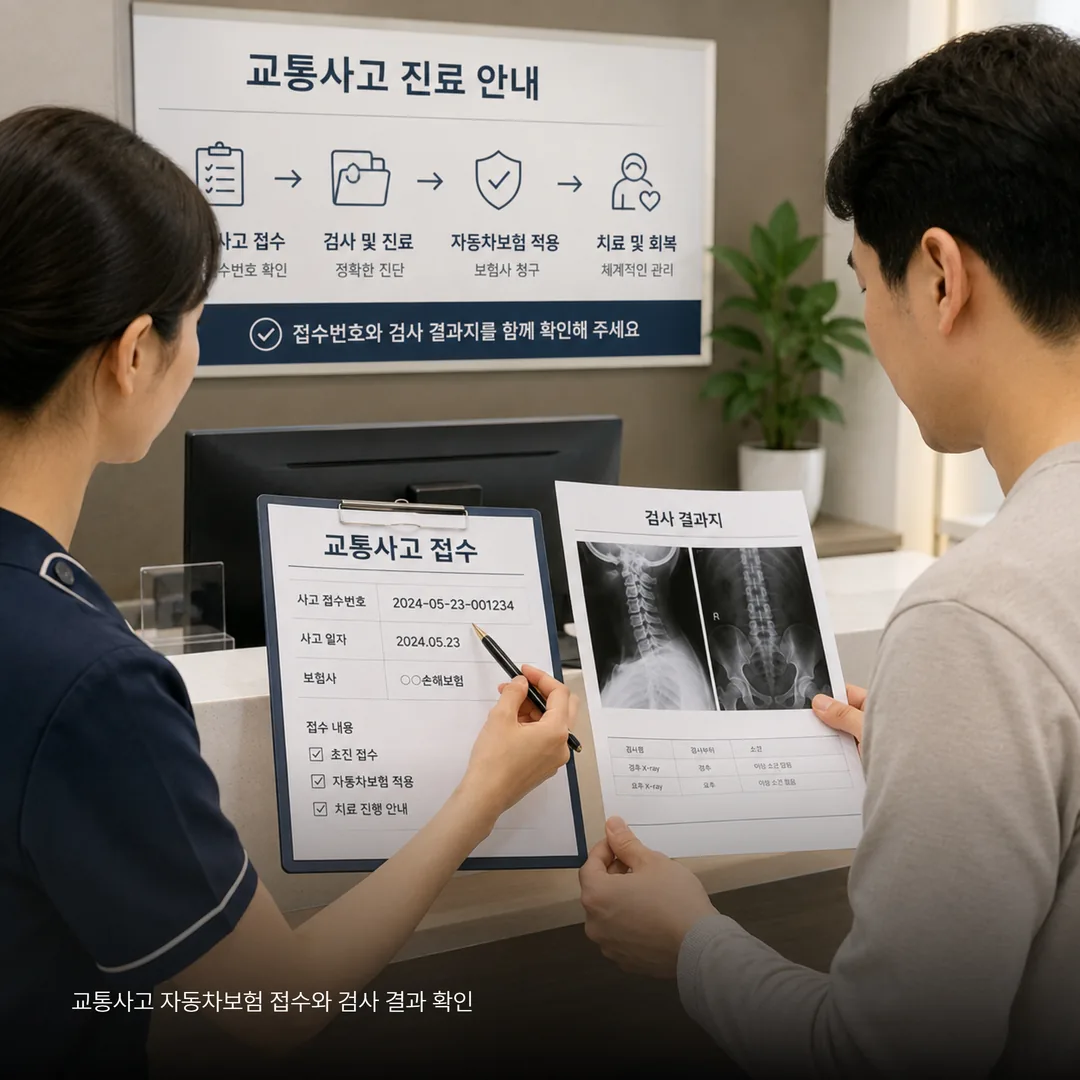 교통사고 자동차보험 접수와 검사 결과 확인